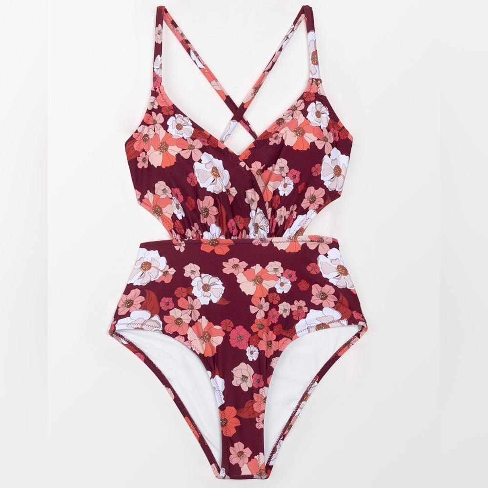 CUPSHE | Olivia Floral one piece swimsuit cut-out 1 pc - Picture 9 of 10